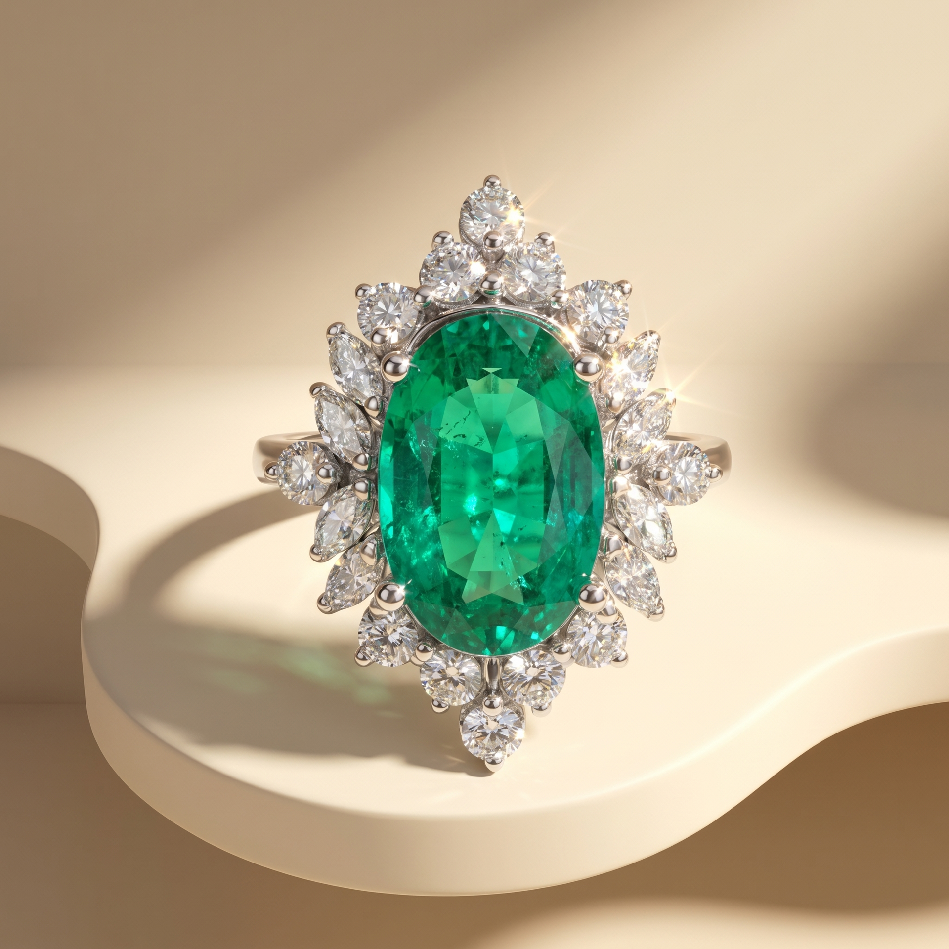 Velara Crown Ring – Colombian Green Emerald