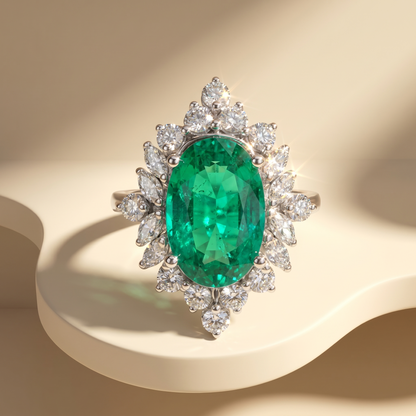 Velara Crown Ring – Colombian Green Emerald