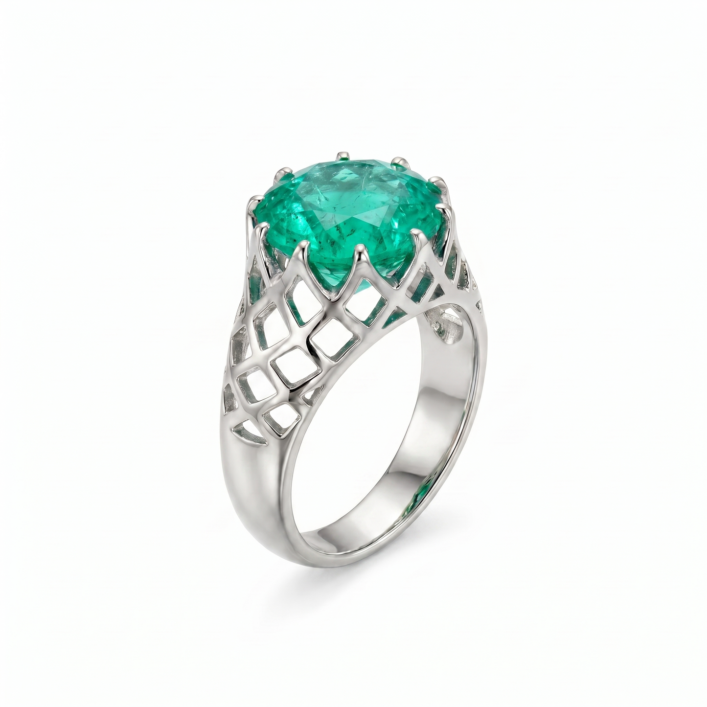 Juno Trellis Ring – Colombian Green Emerald