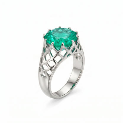 Juno Trellis Ring – Colombian Green Emerald