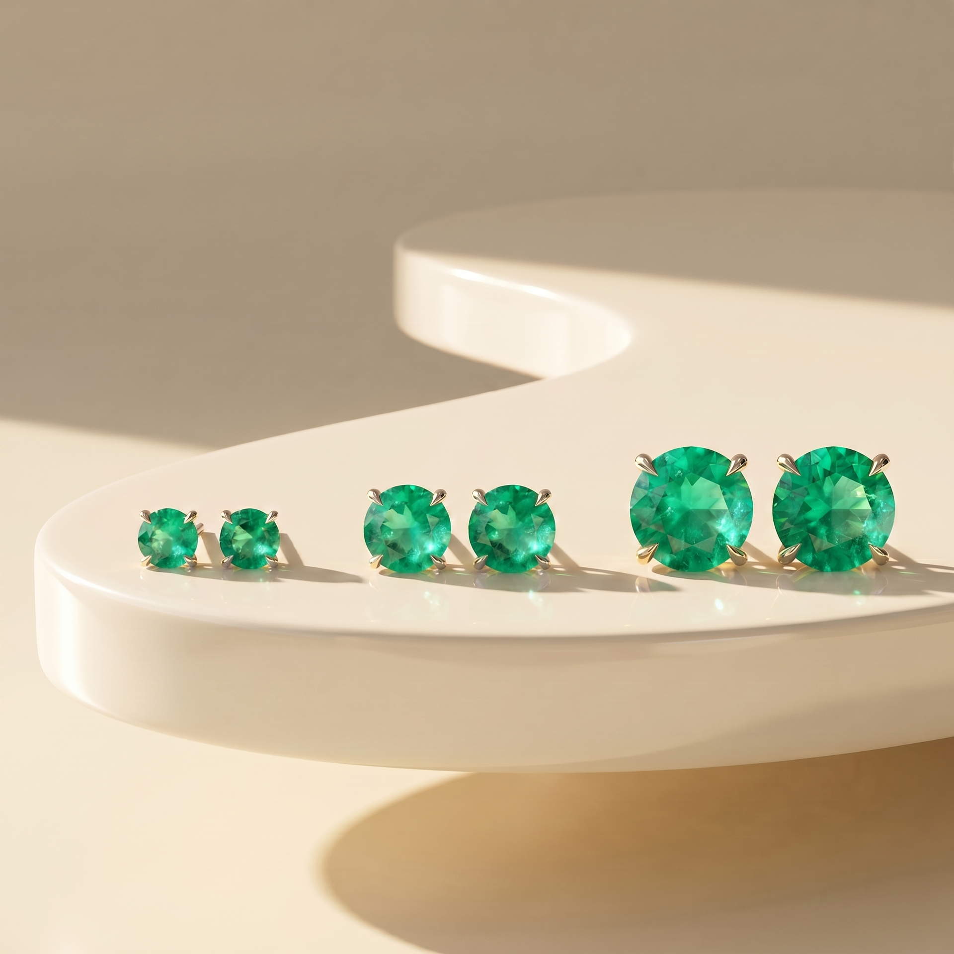 Juno Stud Earrings – Colombian Green Emerald