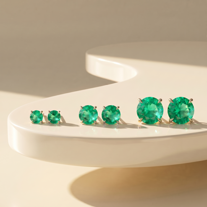 Juno Stud Earrings – Colombian Green Emerald