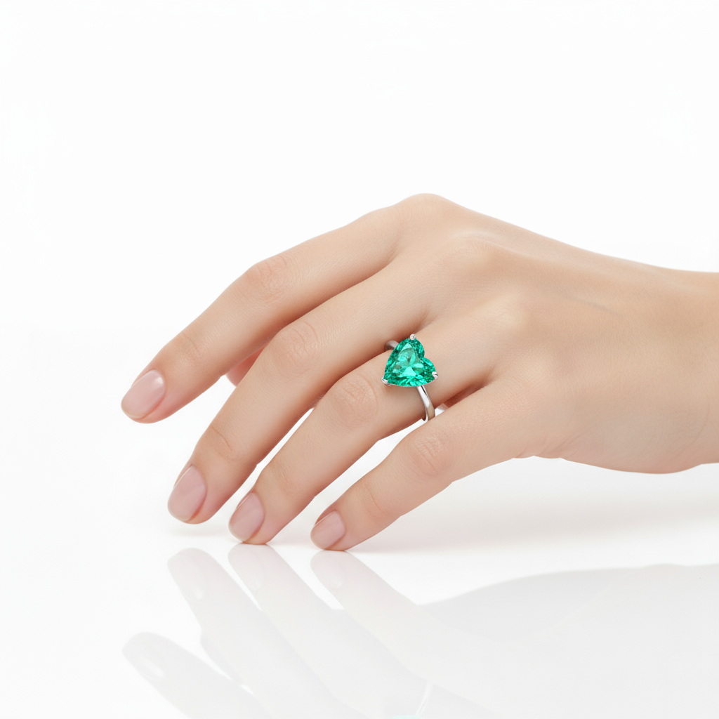 Amore Bold Solitaire Ring – Colombian Green Emerald