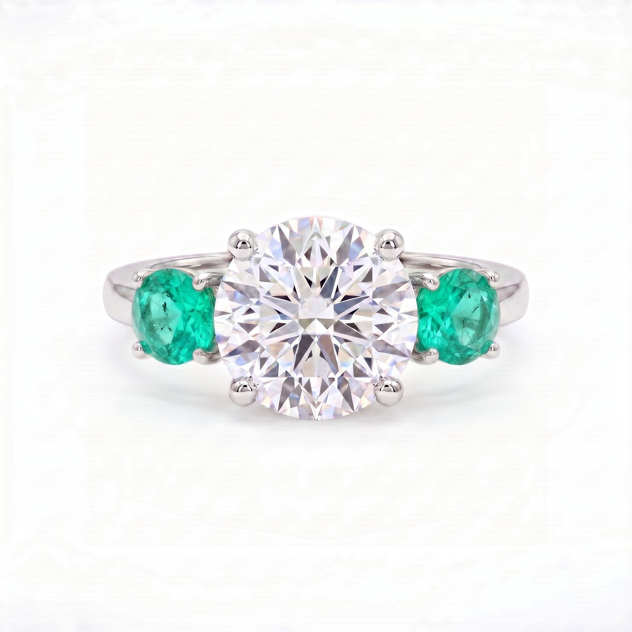 Juno Trilogy Ring – Colombian Green Emerald