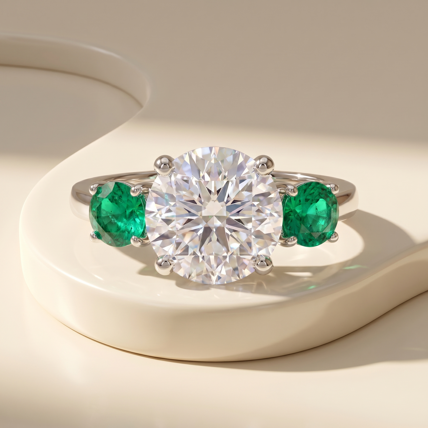 Juno Trilogy Ring – Colombian Green Emerald