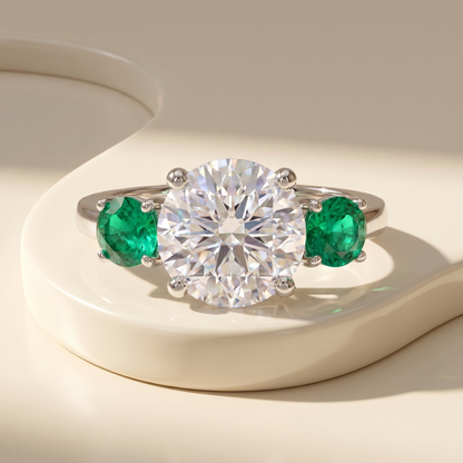 Juno Trilogy Ring – Colombian Green Emerald