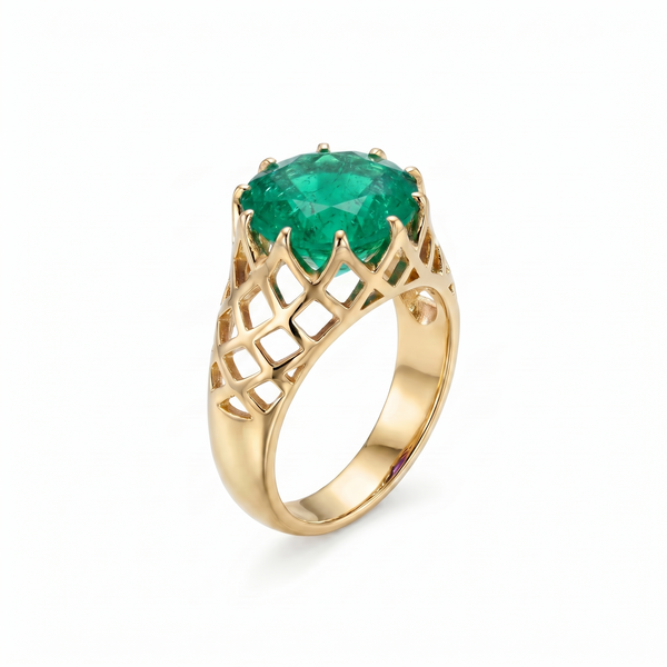 Juno Trellis Ring – Colombian Green Emerald
