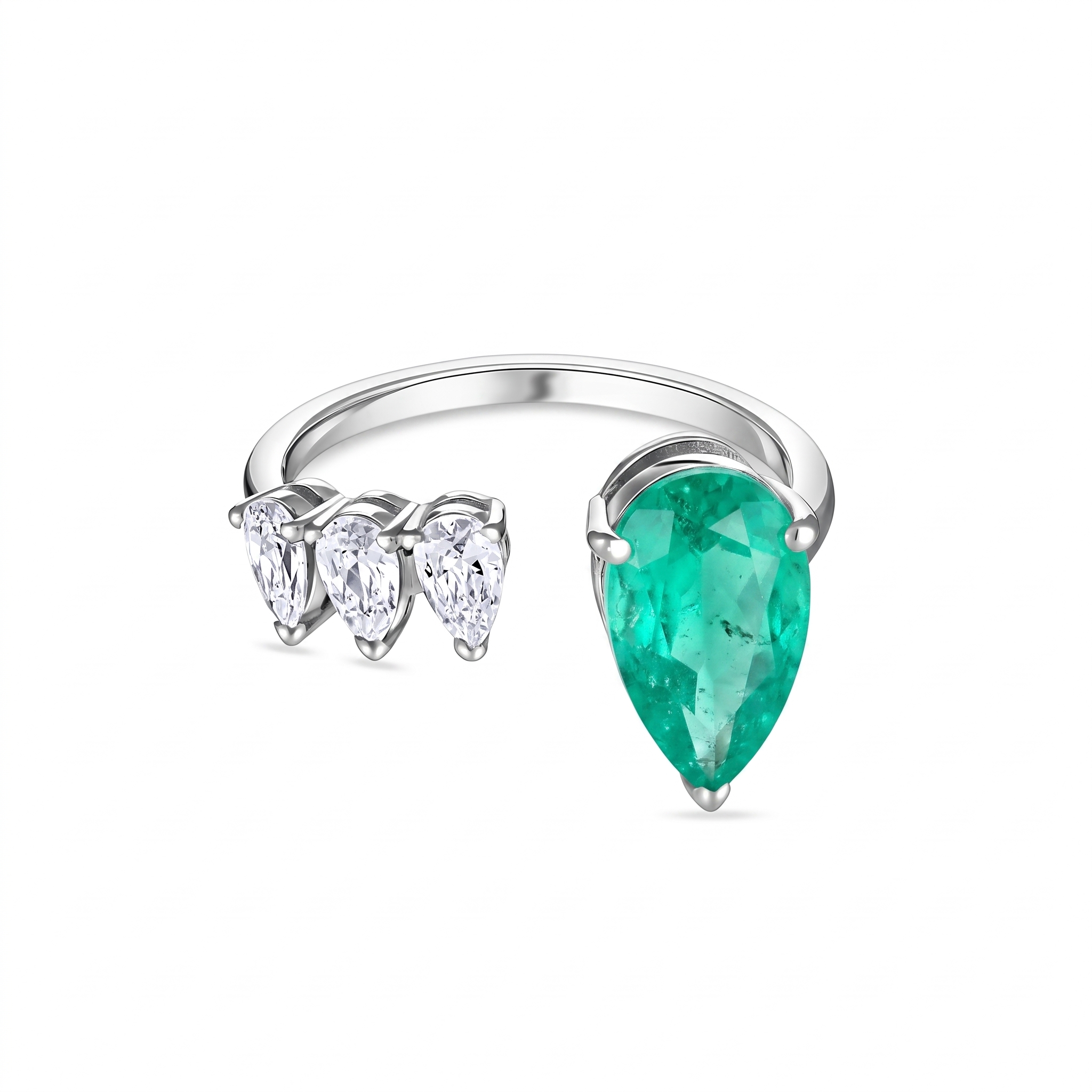 Nova Flare Open Ring – Colombian Green Emerald
