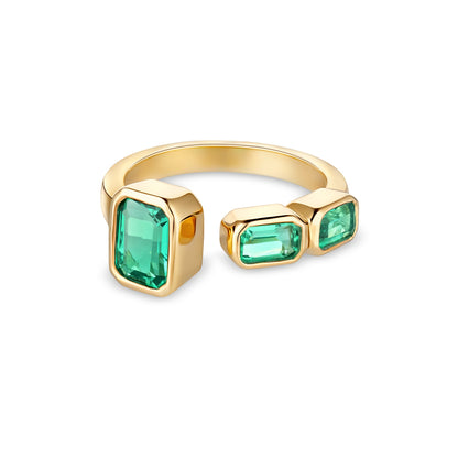 Nexus Frame Open Ring – Colombian Green Emerald