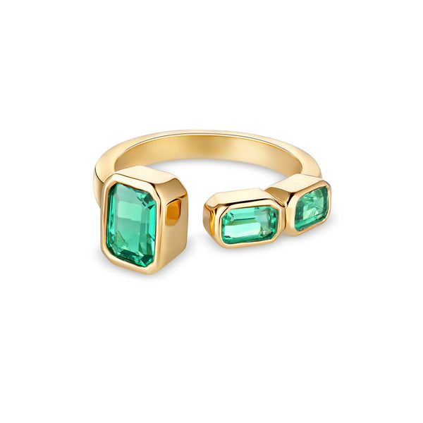 Nexus Frame Open Ring – Colombian Green Emerald