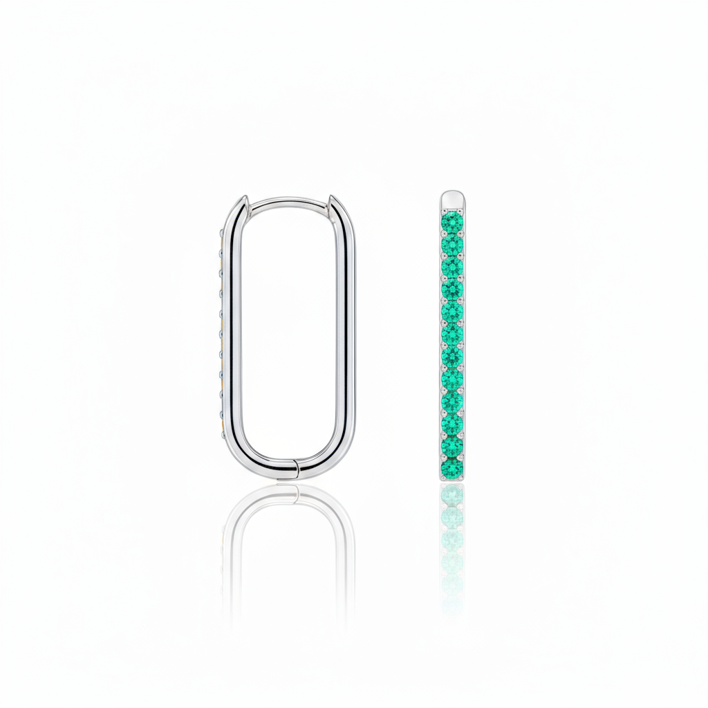 Linea Trace Earrings – Colombian Green Emerald