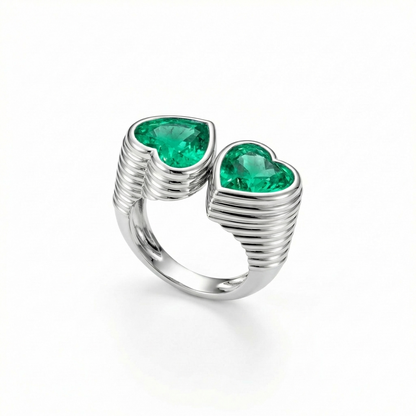 Amore Double Signet Ring – Colombian Green Emerald