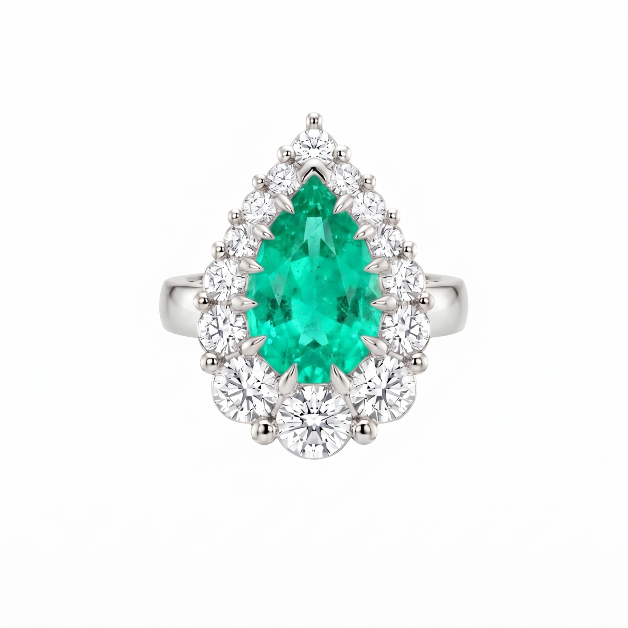 Nova Halo Ring – Colombian Green Emerald