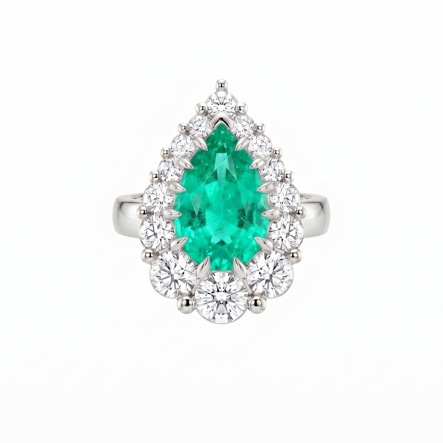 Nova Halo Ring – Colombian Green Emerald