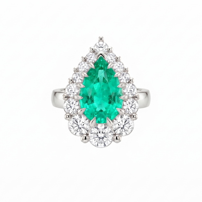 Nova Halo Ring – Colombian Green Emerald