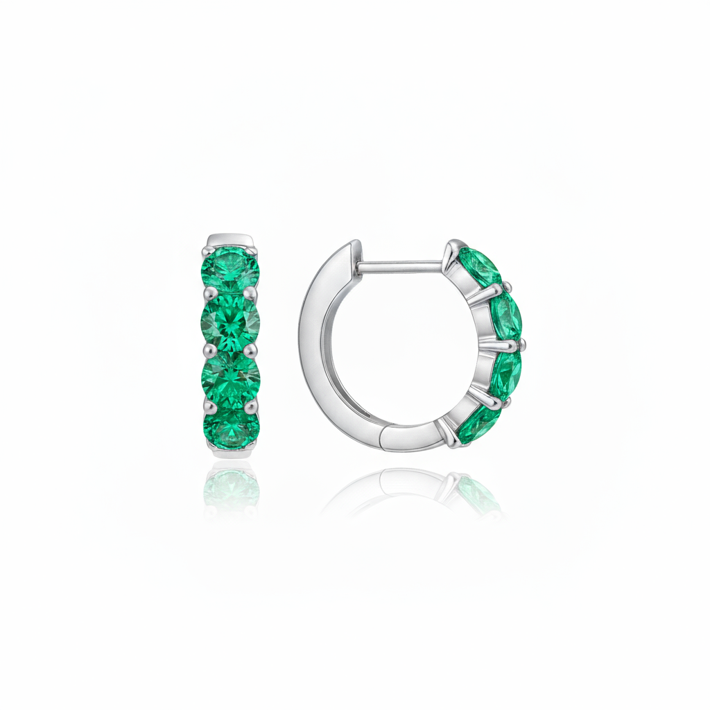 Linea Chunky Hoop Earrings – Colombian Green Emerald