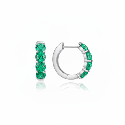 Linea Chunky Hoop Earrings – Colombian Green Emerald