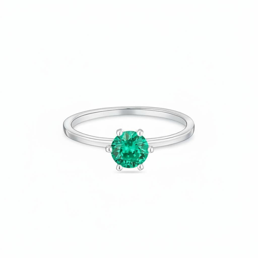 Juno Solitaire Ring – Colombian Green Emerald