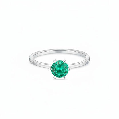 Juno Solitaire Ring – Colombian Green Emerald