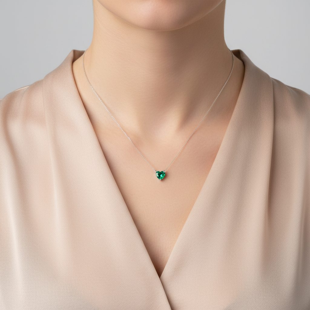 Amore Solitaire Necklace – Colombian Green Emerald