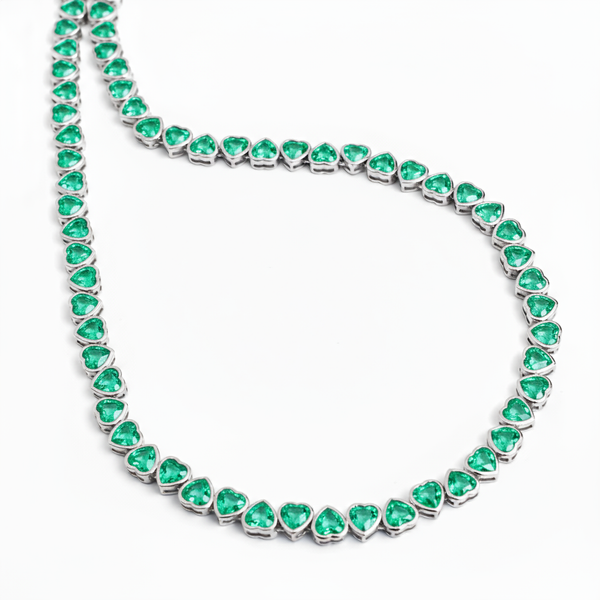 Amore Frame Tennis Necklace – Colombian Green Emerald