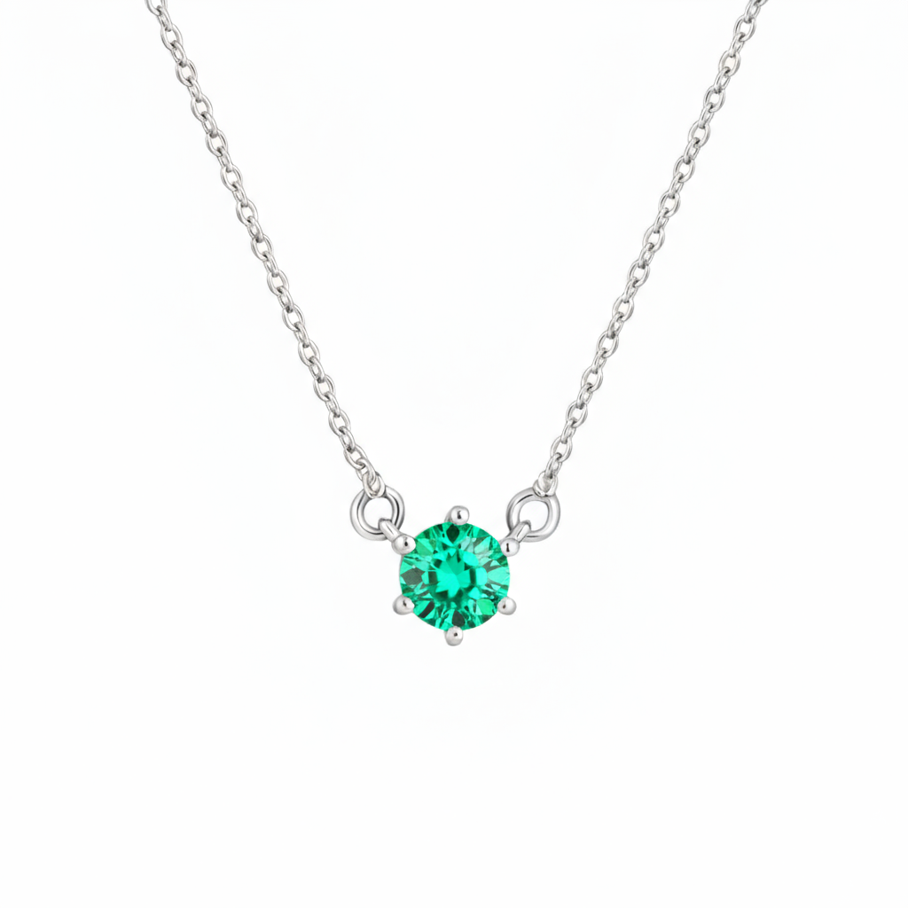 Juno Solitaire Necklace – Colombian Green Emerald
