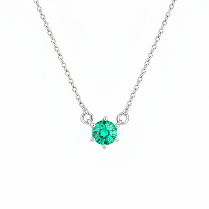 Juno Solitaire Necklace – Colombian Green Emerald