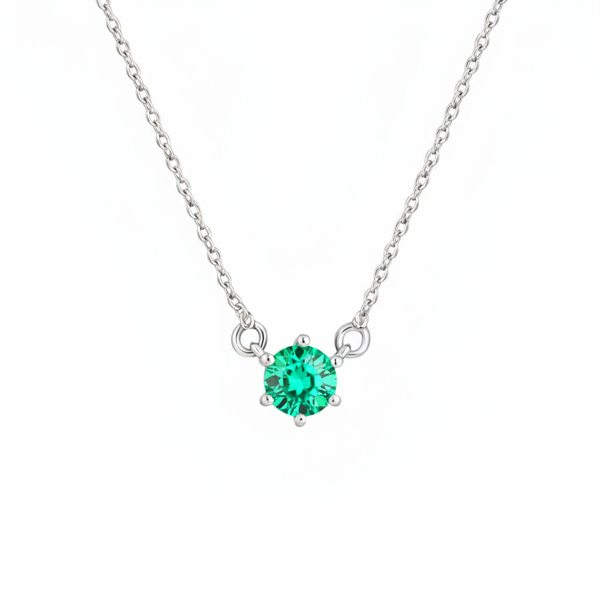 Juno Solitaire Necklace – Colombian Green Emerald