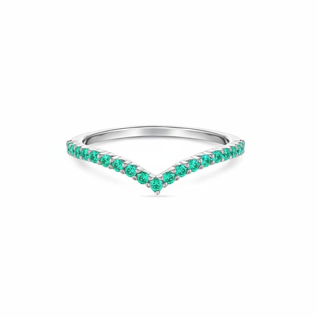 Linea V Demi Ring – Colombian Green Emerald