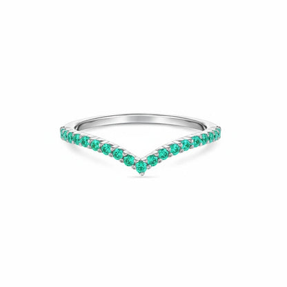 Linea V Demi Ring – Colombian Green Emerald