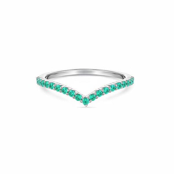 Linea V Demi Ring – Colombian Green Emerald