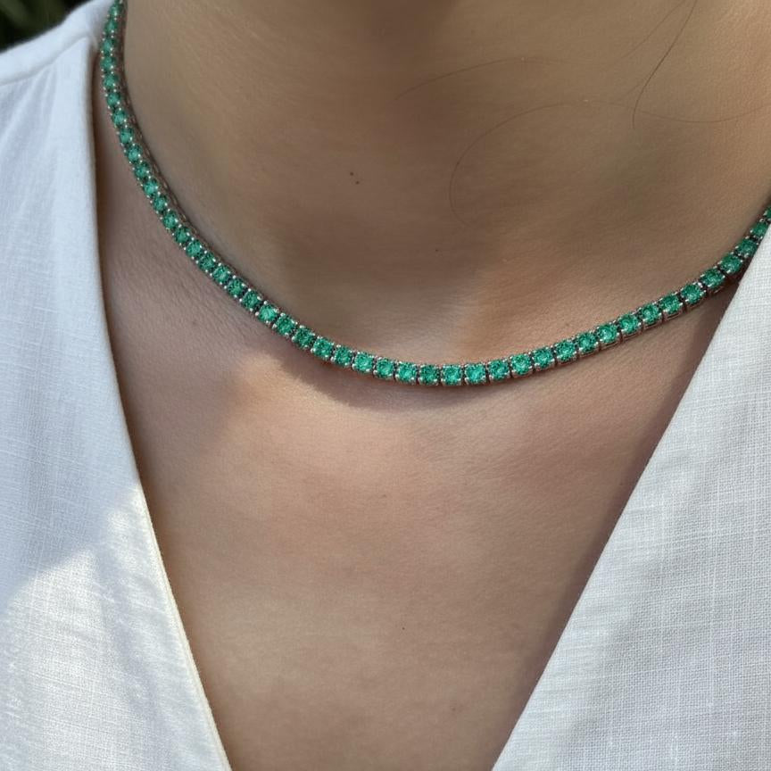 Juno Midi Tennis Necklace – Colombian Green Emerald
