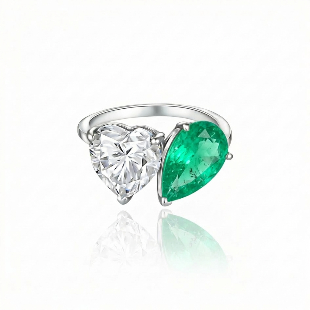 Amore Toi & Moi Ring – Colombian Green Emerald