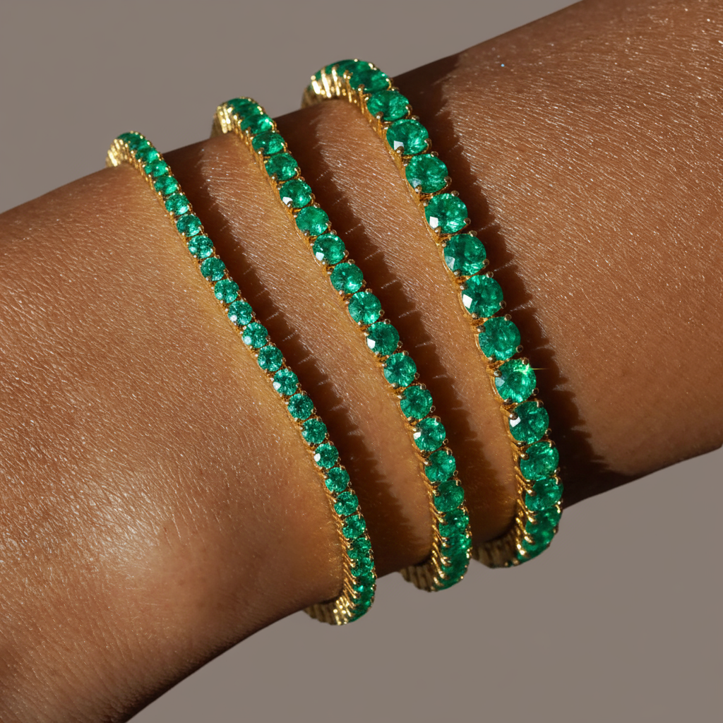 Juno Mini Tennis Bracelet – Colombian Green Emerald