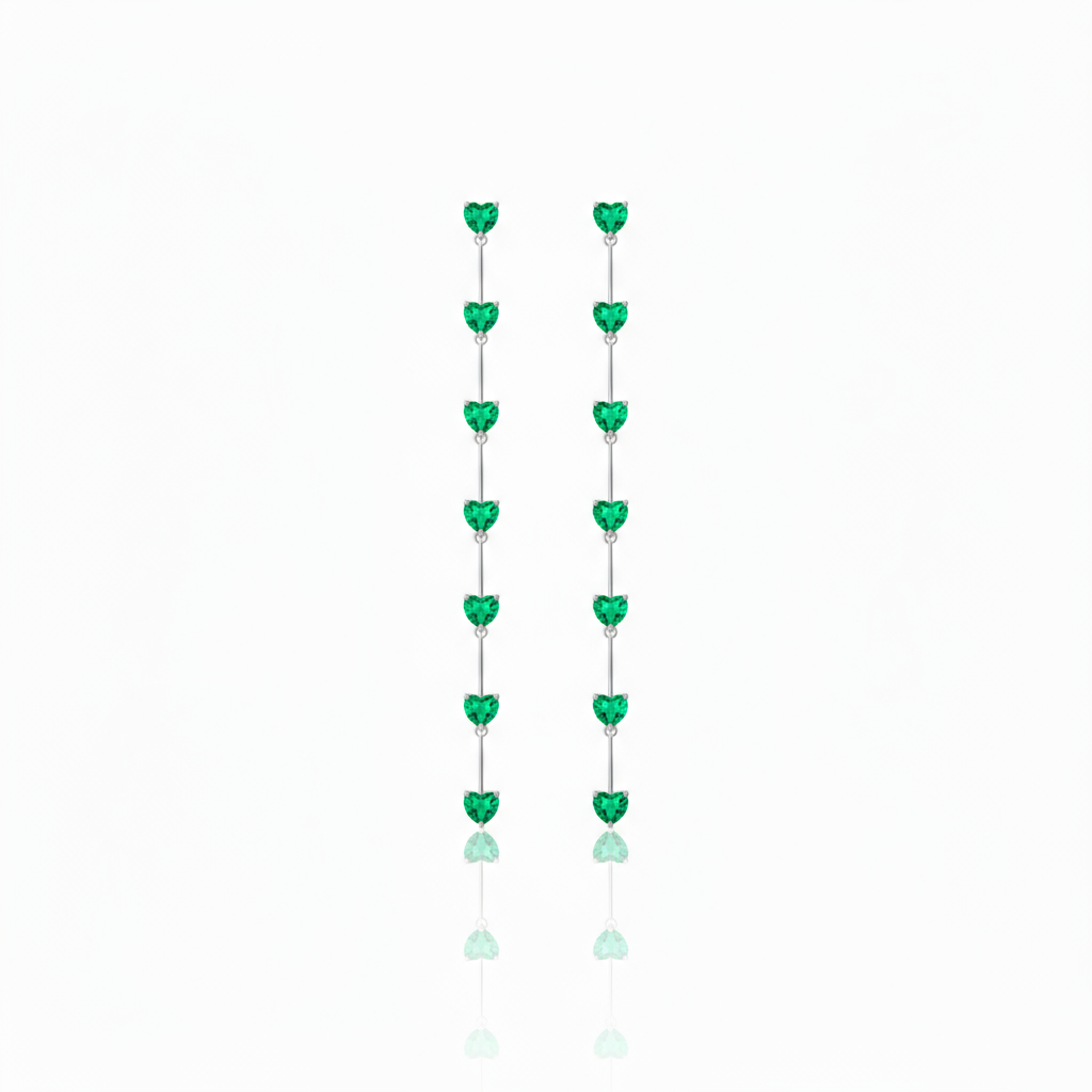 Amore Long Drop Earrings – Colombian Green Emerald