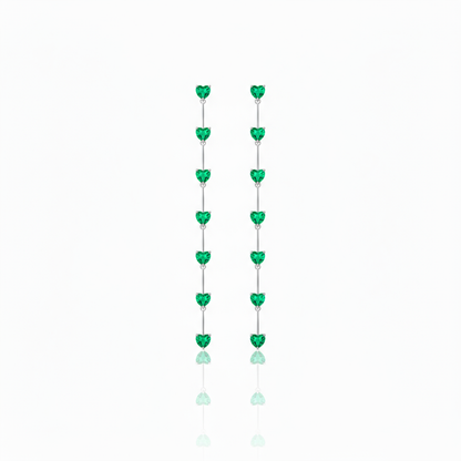 Amore Long Drop Earrings – Colombian Green Emerald