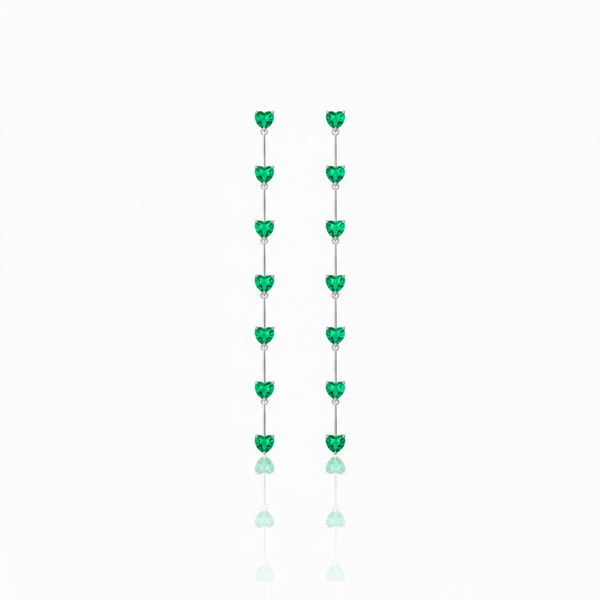 Amore Long Drop Earrings – Colombian Green Emerald