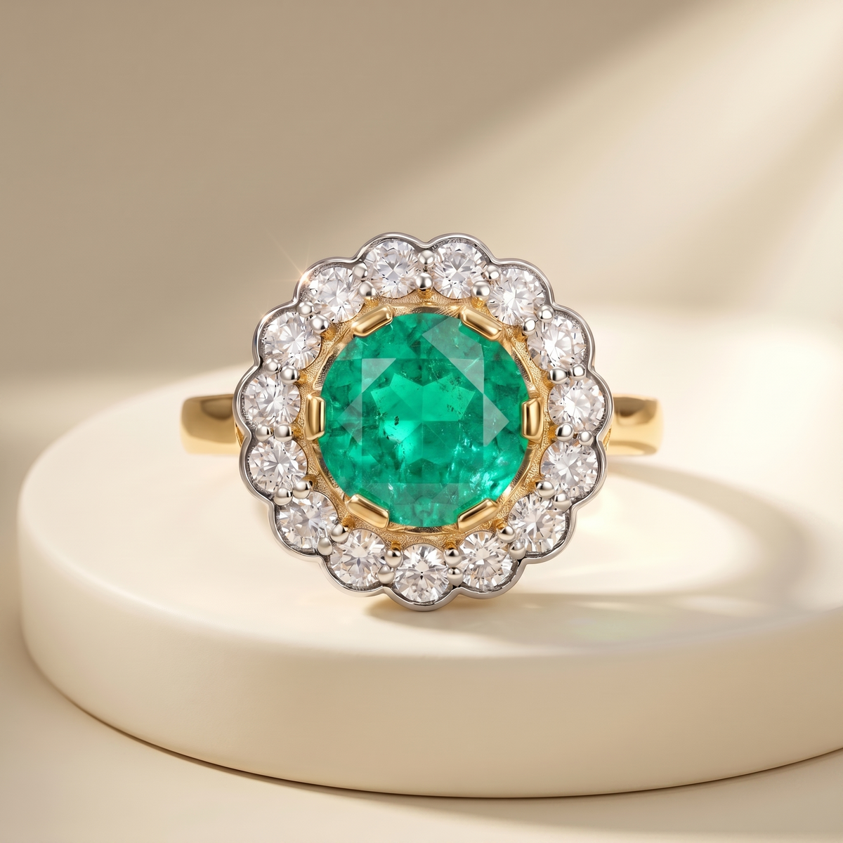 Juno Daisy Ring – Colombian Green Emerald