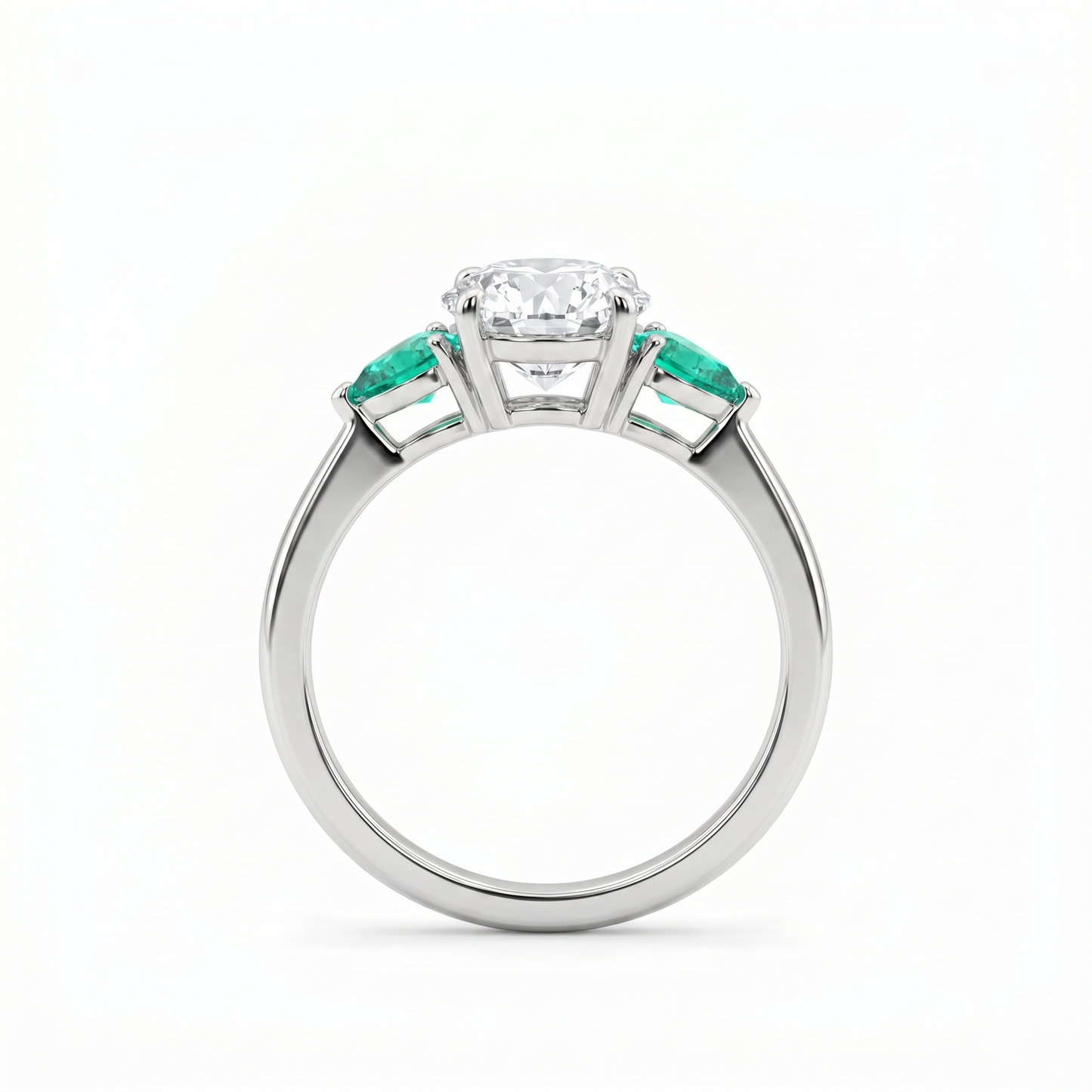 Juno Trio Ring – Colombian Green Emerald