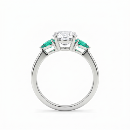 Juno Trio Ring – Colombian Green Emerald