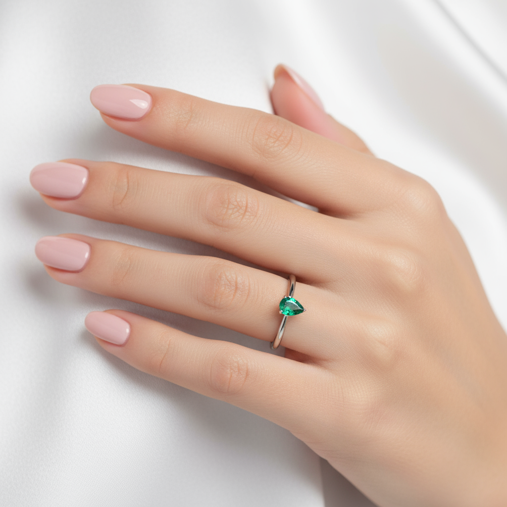 Nova Solitaire Ring – Colombian Green Emerald