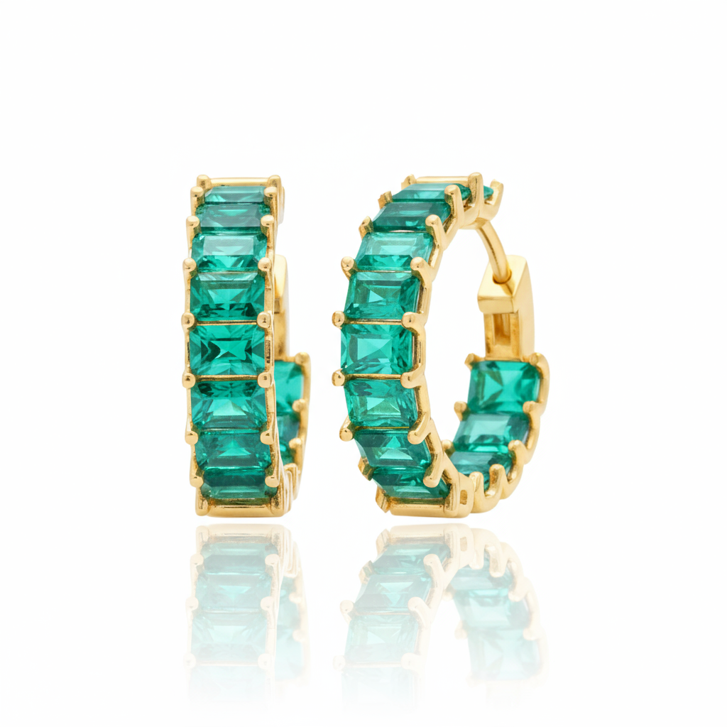 Nexus Hoop Earrings – Colombian Green Emerald