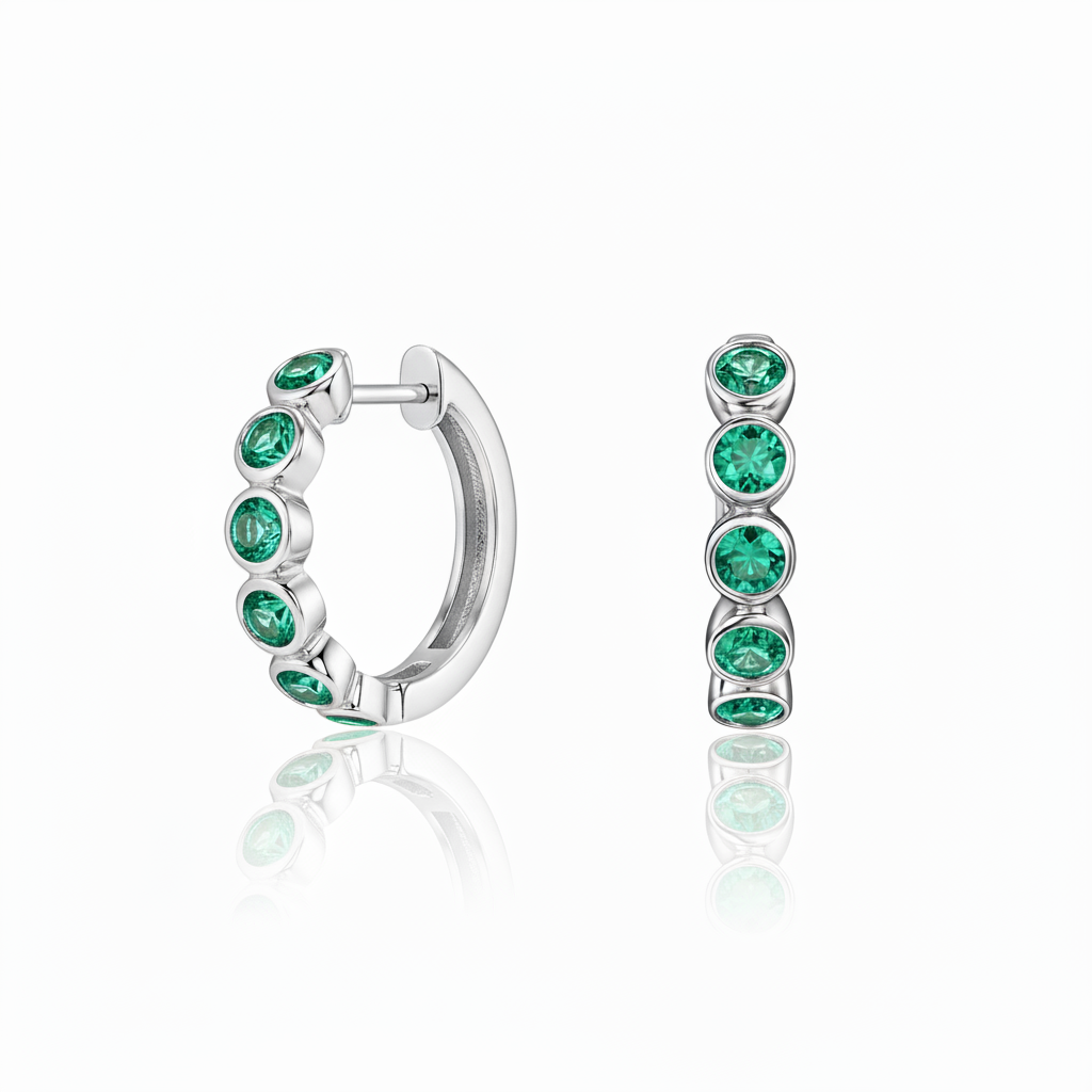 Forma Mini Hoop Earrings – Colombian Green Emerald