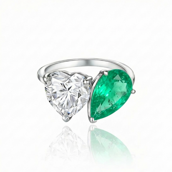 Amore Toi & Moi Ring – Colombian Green Emerald