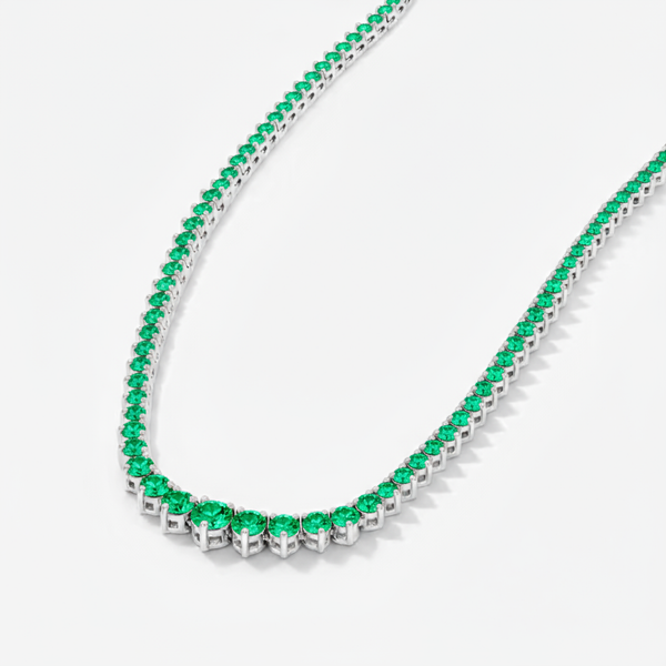Juno Graduated Tennis Necklace – Colombian Green Emerald