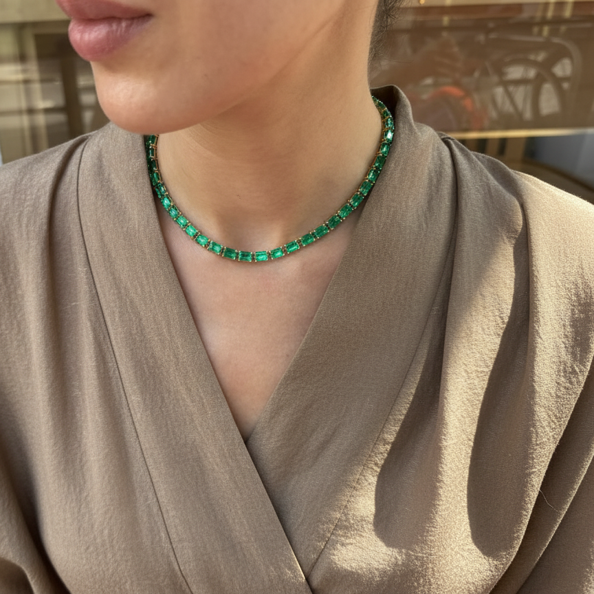 Nexus Tennis Necklace – Colombian Green Emerald
