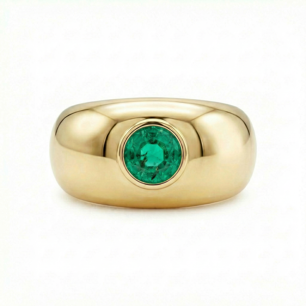 Forma Signet Ring – Colombian Green Emerald