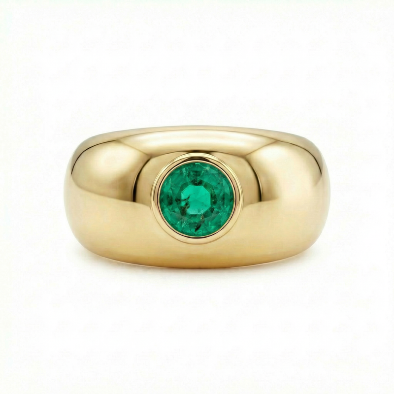 Forma Signet Ring – Colombian Green Emerald