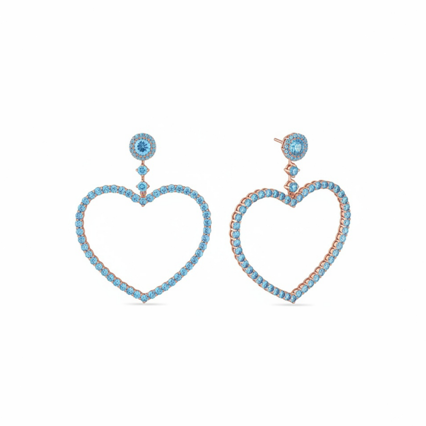 Amore Grand Heart Earrings – Teal Blue Spinel