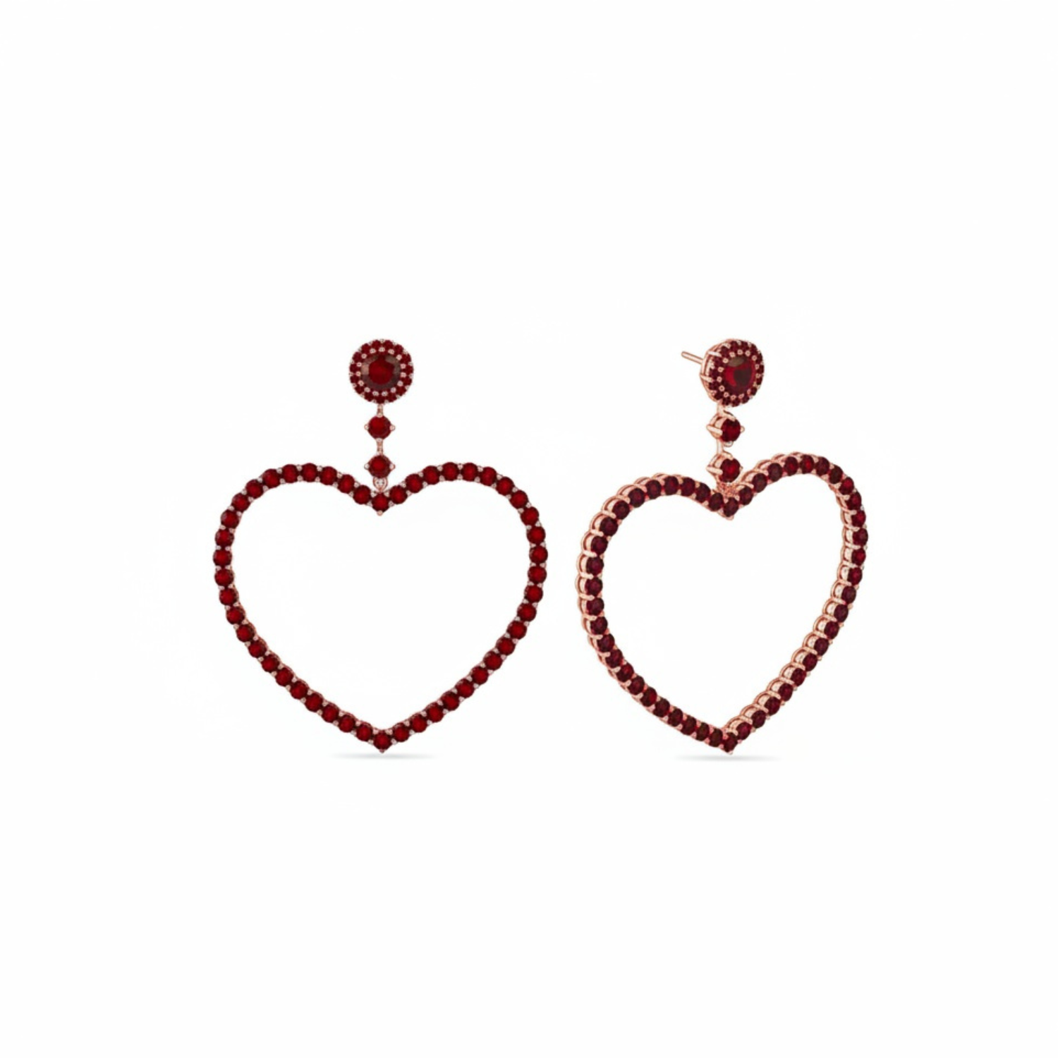 Amore Grand Heart Earrings – Deep Red Garnet